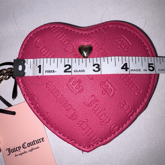Juicy Couture Not Your Babe Heart Zip Around Wallet Wristlet Pink Flash NEW - Picture 6 of 7